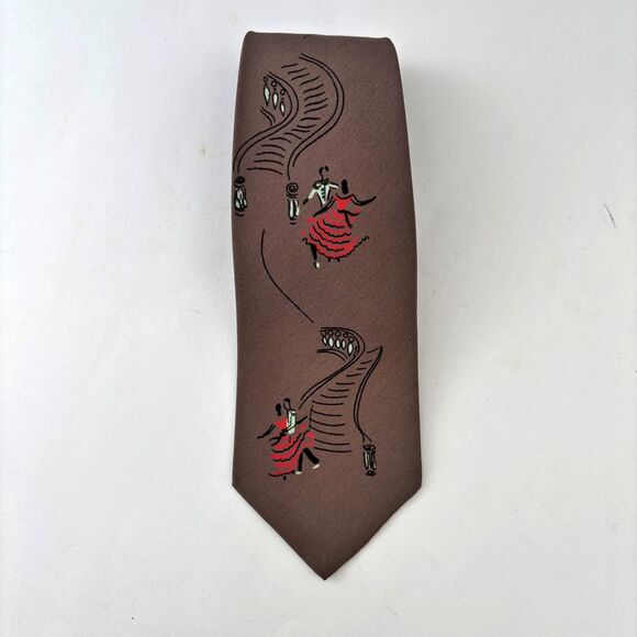 Excello Cravats Mens Silk Necktie Vintage 1950s Novelty 3x49 Preppy Corpcore - Picture 1 of 6